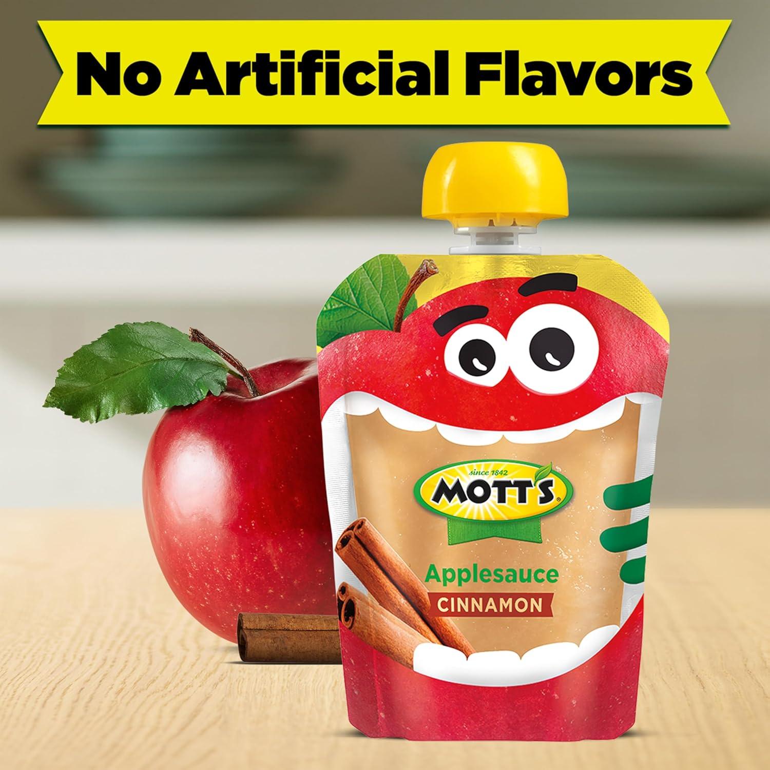 image:imageMotts No Sugar Added Applesauce Variety Pack Cinnamon and Apple Made from Real Fruit No Artificial Flavors 32 Oz Clear Pouches 20 PackCinnamon