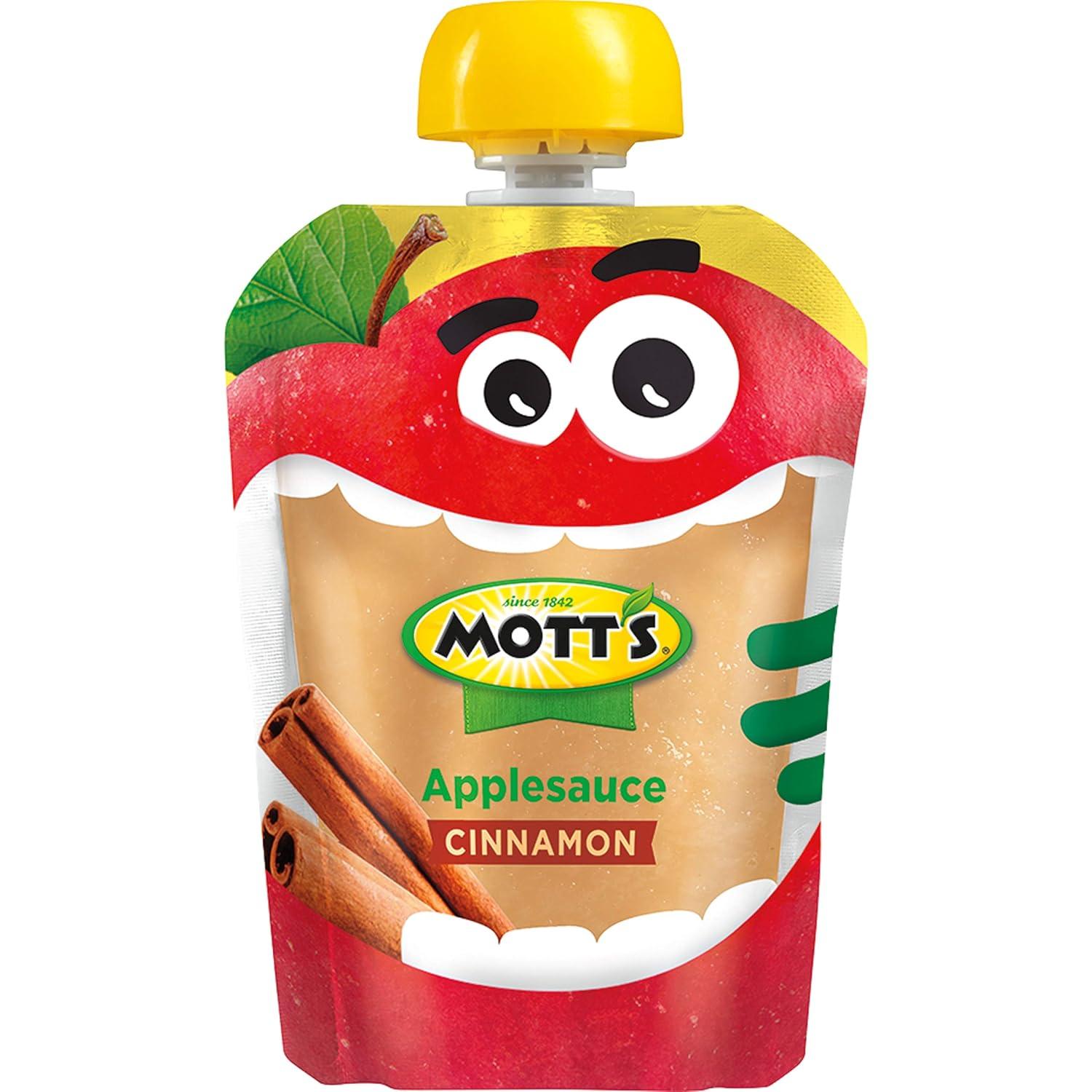 image:imageMotts No Sugar Added Applesauce Variety Pack Cinnamon and Apple Made from Real Fruit No Artificial Flavors 32 Oz Clear Pouches 20 PackCinnamon