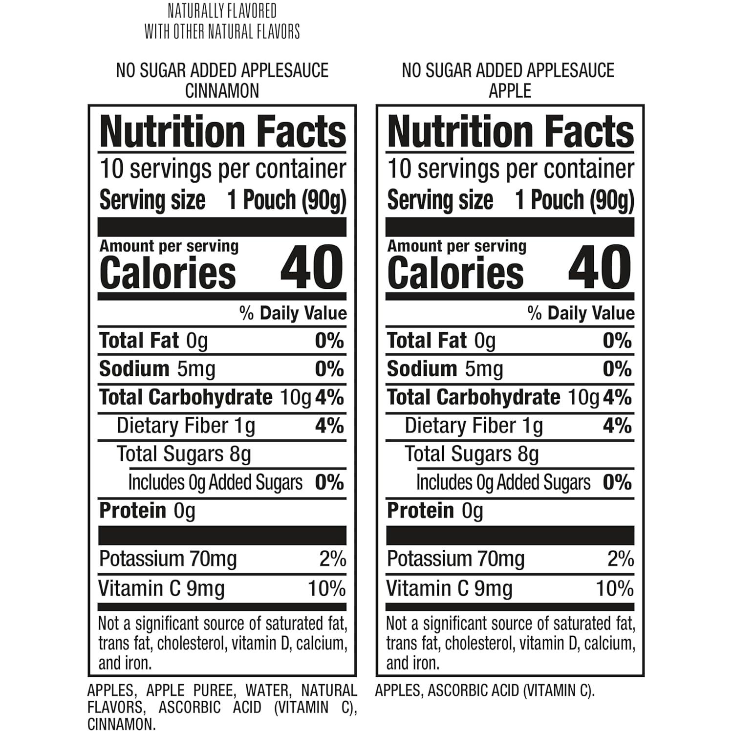 image:imageMotts No Sugar Added Applesauce Variety Pack Cinnamon and Apple Made from Real Fruit No Artificial Flavors 32 Oz Clear Pouches 20 PackNo Sugar Apple Cinnamon