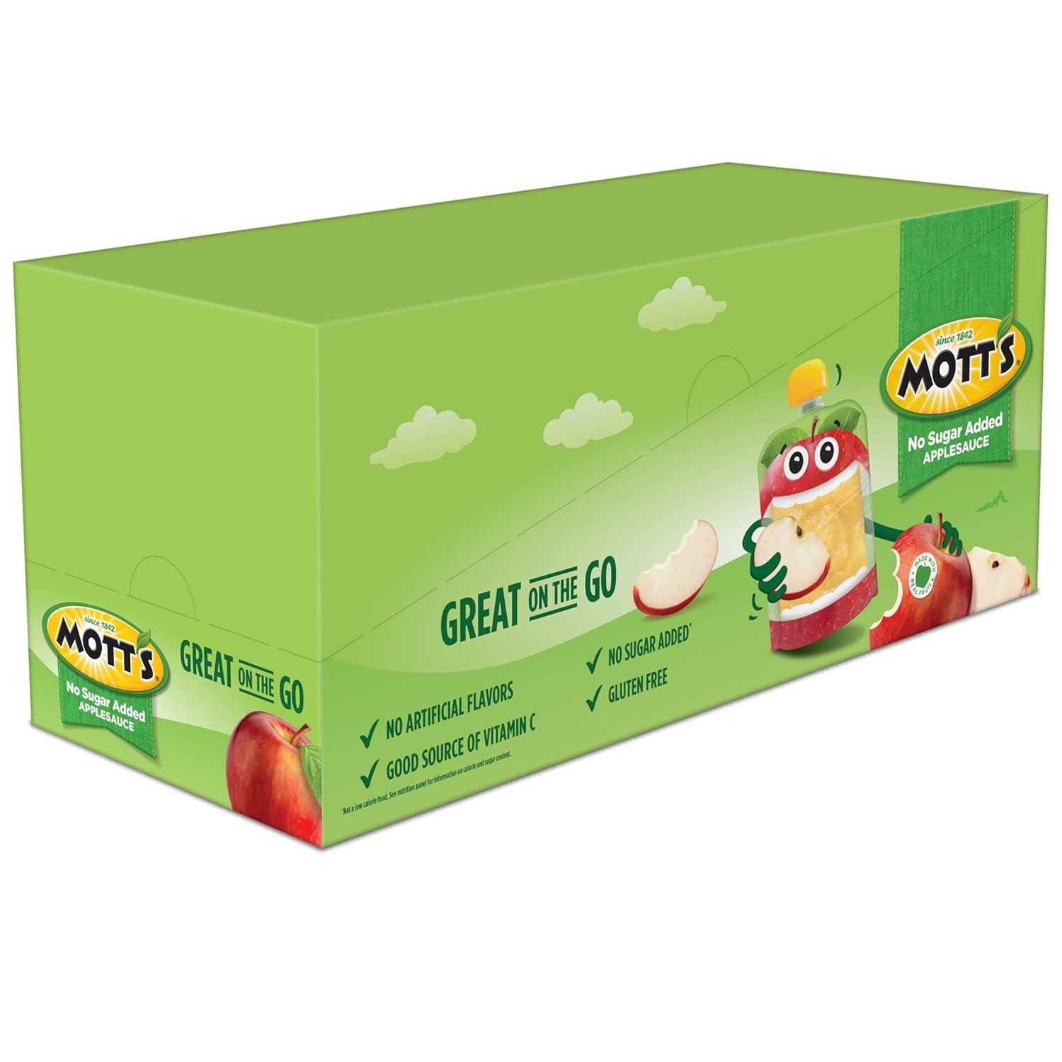 image:imageMotts No Sugar Added Applesauce Variety Pack Cinnamon and Apple Made from Real Fruit No Artificial Flavors 32 Oz Clear Pouches 20 PackNo Sugar Apple
