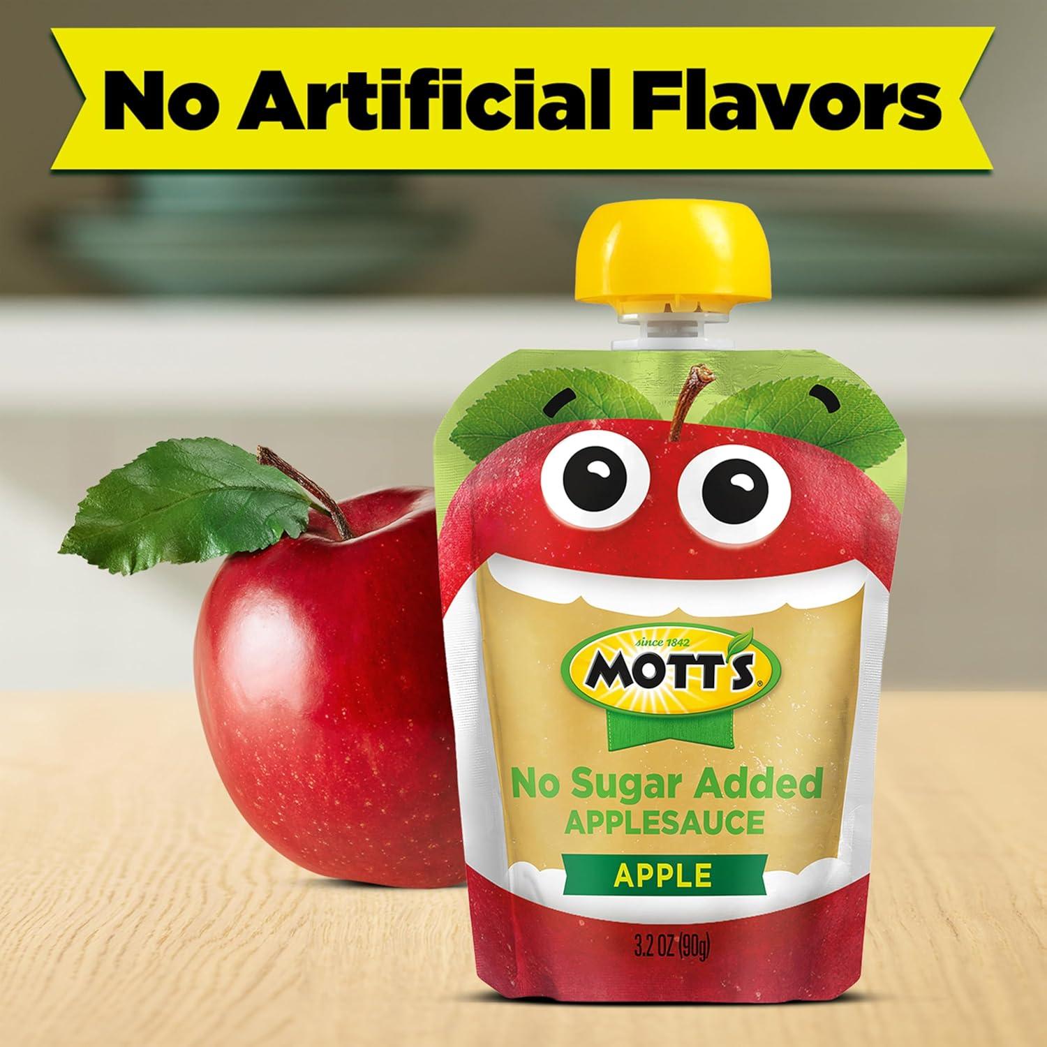 image:imageMotts No Sugar Added Applesauce Variety Pack Cinnamon and Apple Made from Real Fruit No Artificial Flavors 32 Oz Clear Pouches 20 PackNo Sugar Apple