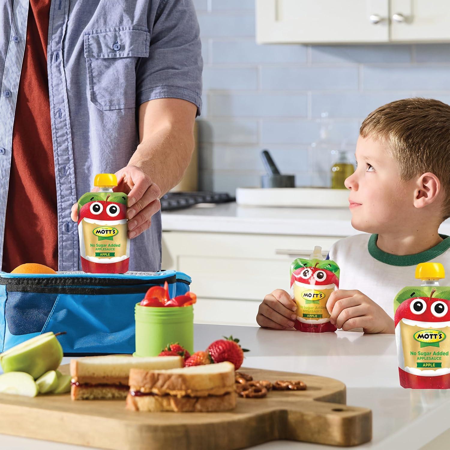 image:imageMotts No Sugar Added Applesauce Variety Pack Cinnamon and Apple Made from Real Fruit No Artificial Flavors 32 Oz Clear Pouches 20 PackNo Sugar Apple