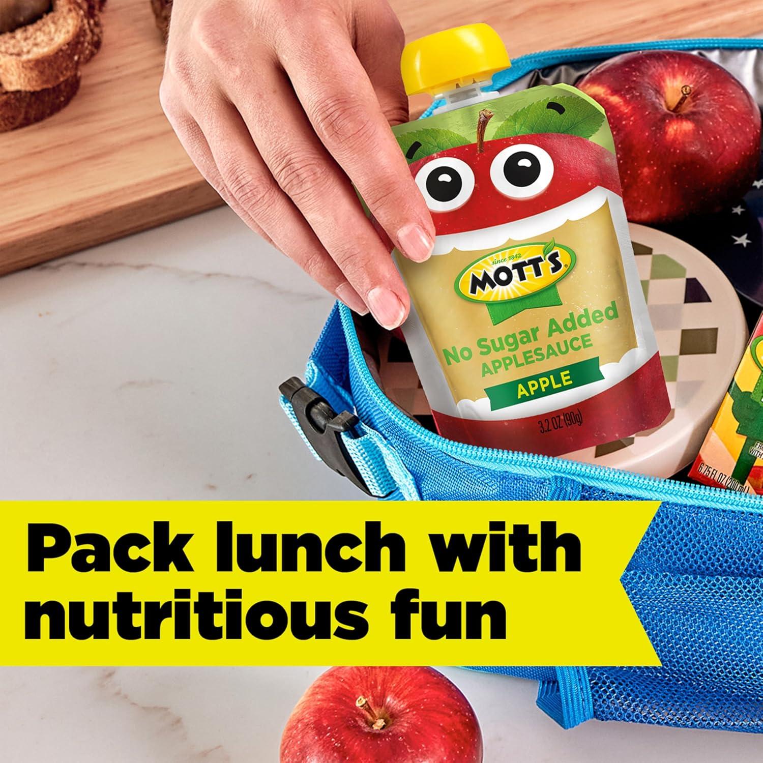 image:imageMotts No Sugar Added Applesauce Variety Pack Cinnamon and Apple Made from Real Fruit No Artificial Flavors 32 Oz Clear Pouches 20 PackNo Sugar Apple