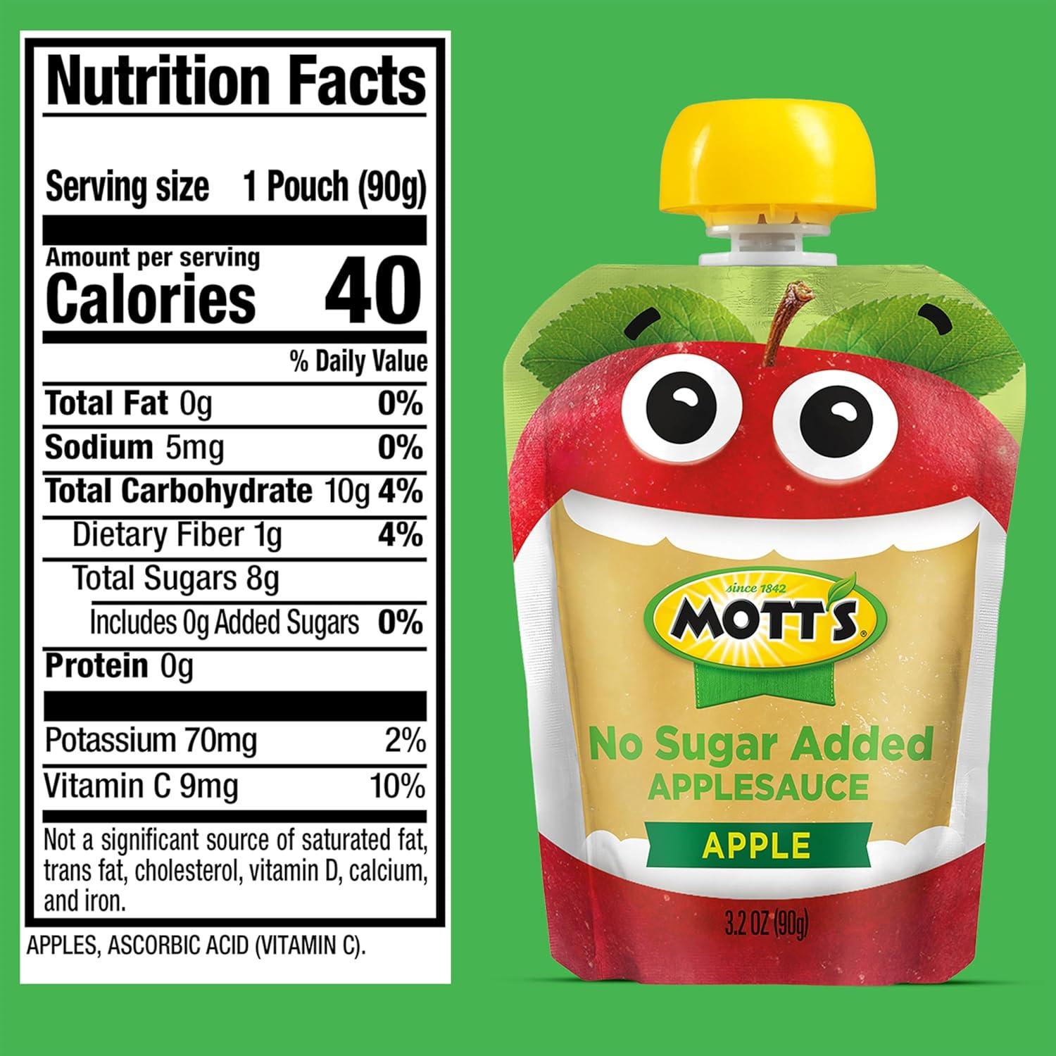image:imageMotts No Sugar Added Applesauce Variety Pack Cinnamon and Apple Made from Real Fruit No Artificial Flavors 32 Oz Clear Pouches 20 PackNo Sugar Apple