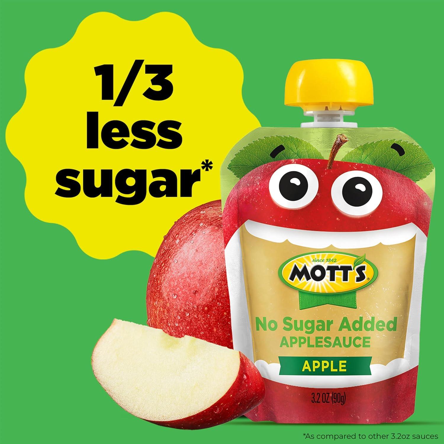image:imageMotts No Sugar Added Applesauce Variety Pack Cinnamon and Apple Made from Real Fruit No Artificial Flavors 32 Oz Clear Pouches 20 PackNo Sugar Apple