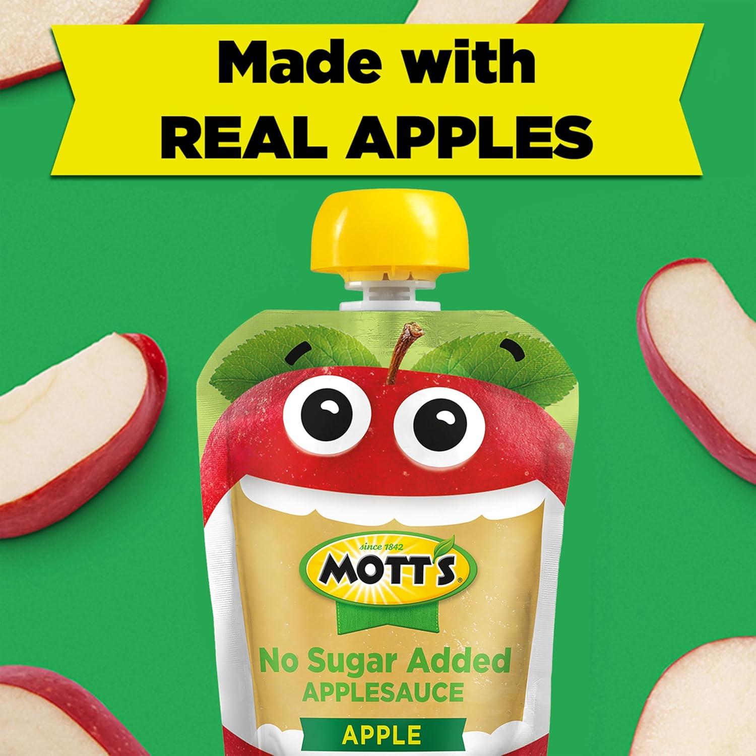 image:imageMotts No Sugar Added Applesauce Variety Pack Cinnamon and Apple Made from Real Fruit No Artificial Flavors 32 Oz Clear Pouches 20 PackNo Sugar Apple