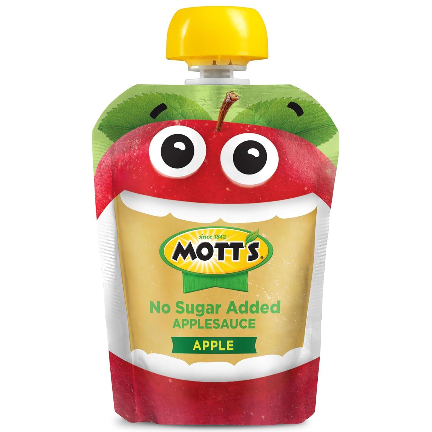 image:imageMotts No Sugar Added Applesauce Variety Pack Cinnamon and Apple Made from Real Fruit No Artificial Flavors 32 Oz Clear Pouches 20 PackNo Sugar Apple