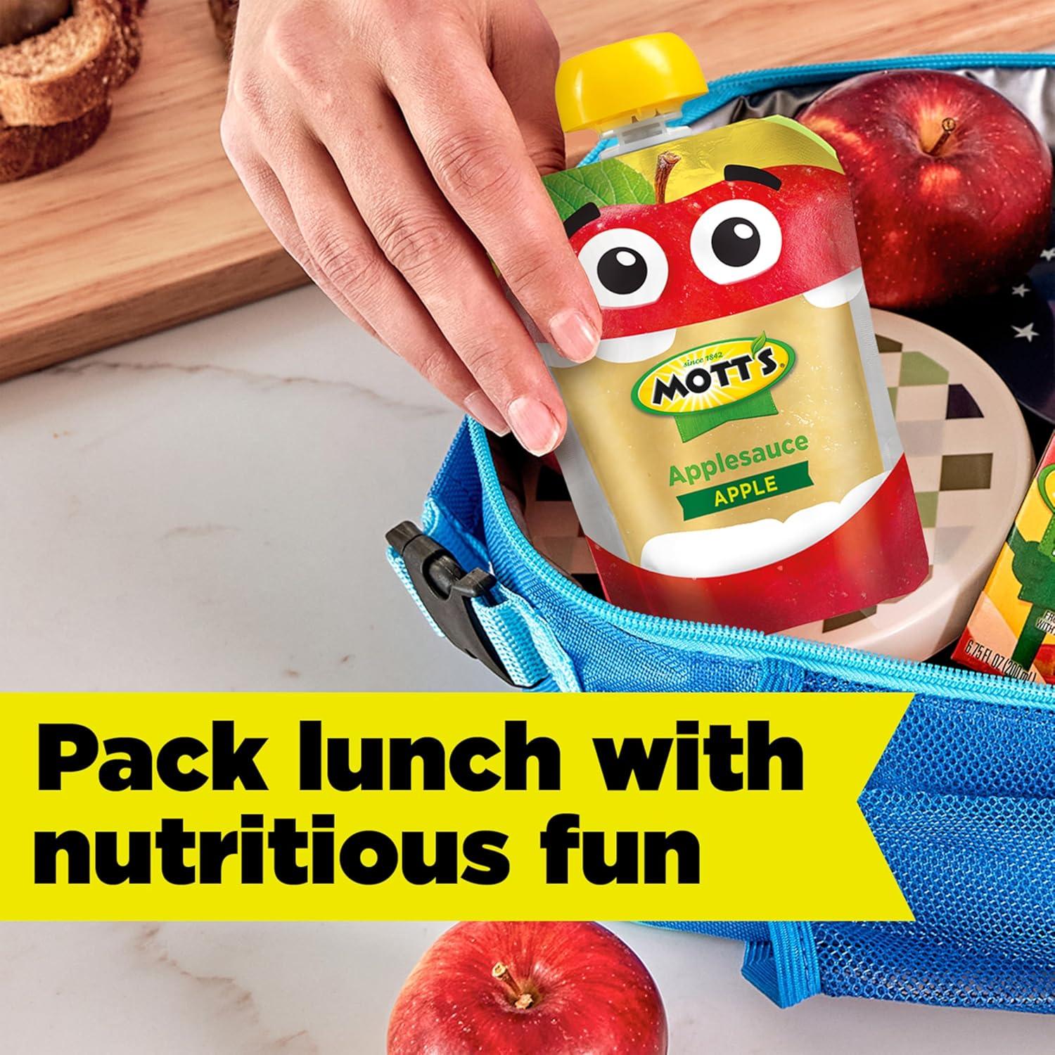 image:imageMotts No Sugar Added Applesauce Variety Pack Cinnamon and Apple Made from Real Fruit No Artificial Flavors 32 Oz Clear Pouches 20 PackOriginal Apple
