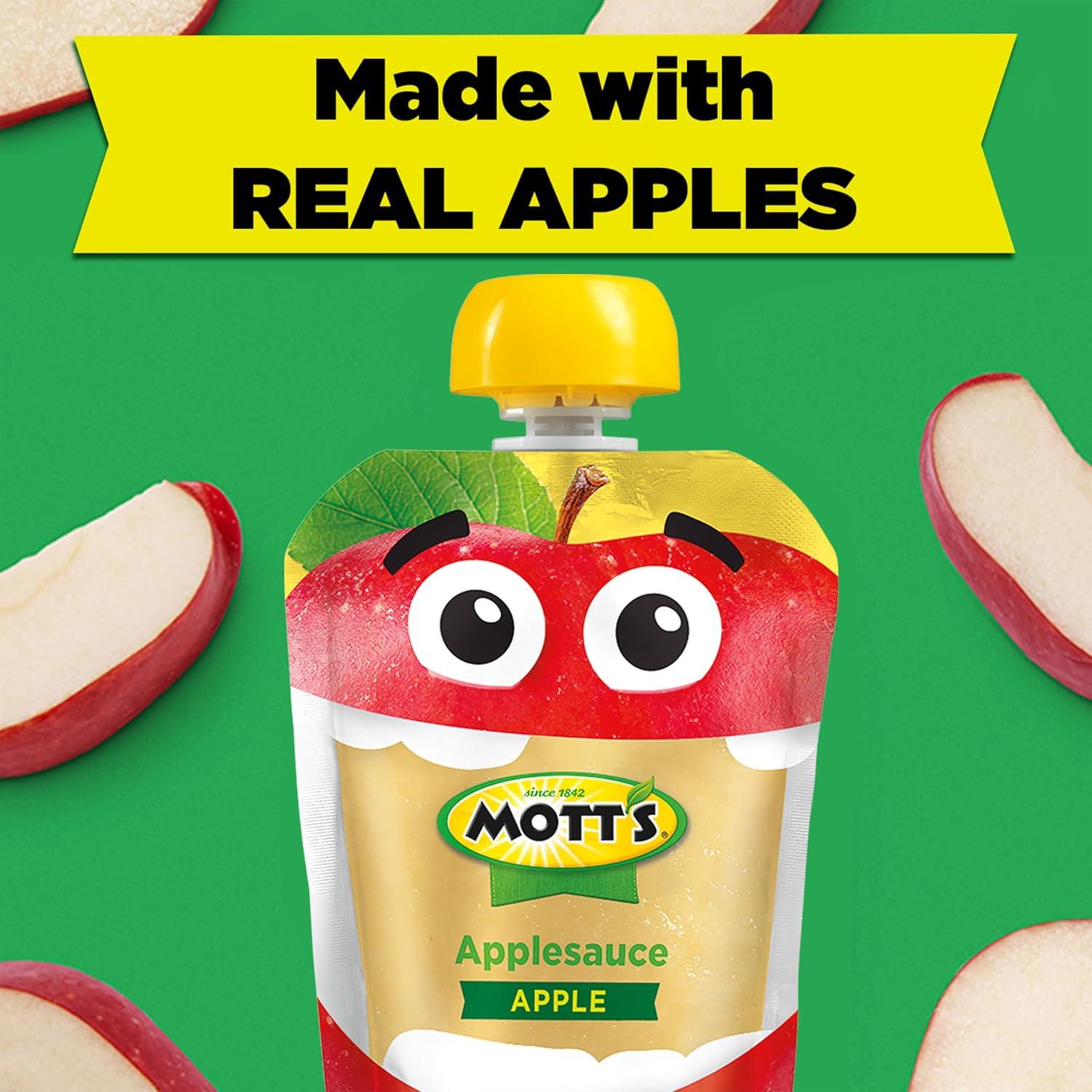 image:imageMotts No Sugar Added Applesauce Variety Pack Cinnamon and Apple Made from Real Fruit No Artificial Flavors 32 Oz Clear Pouches 20 PackOriginal Apple