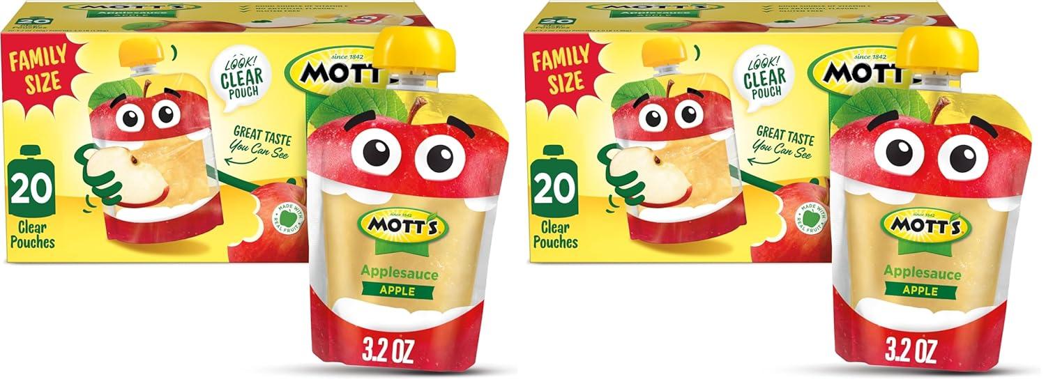 image:imageMotts No Sugar Added Applesauce Variety Pack Cinnamon and Apple Made from Real Fruit No Artificial Flavors 32 Oz Clear Pouches 20 PackOriginal Apple