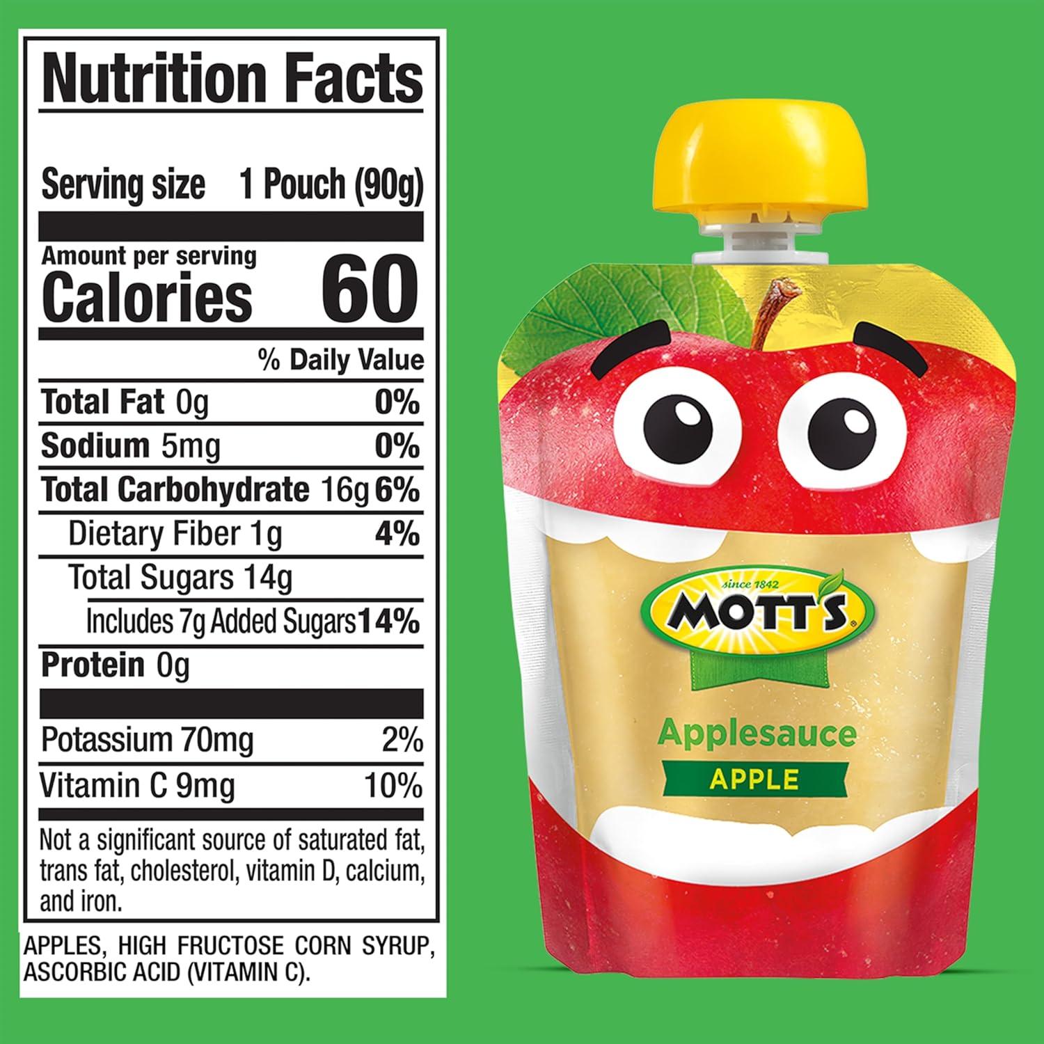 image:imageMotts No Sugar Added Applesauce Variety Pack Cinnamon and Apple Made from Real Fruit No Artificial Flavors 32 Oz Clear Pouches 20 PackOriginal Apple