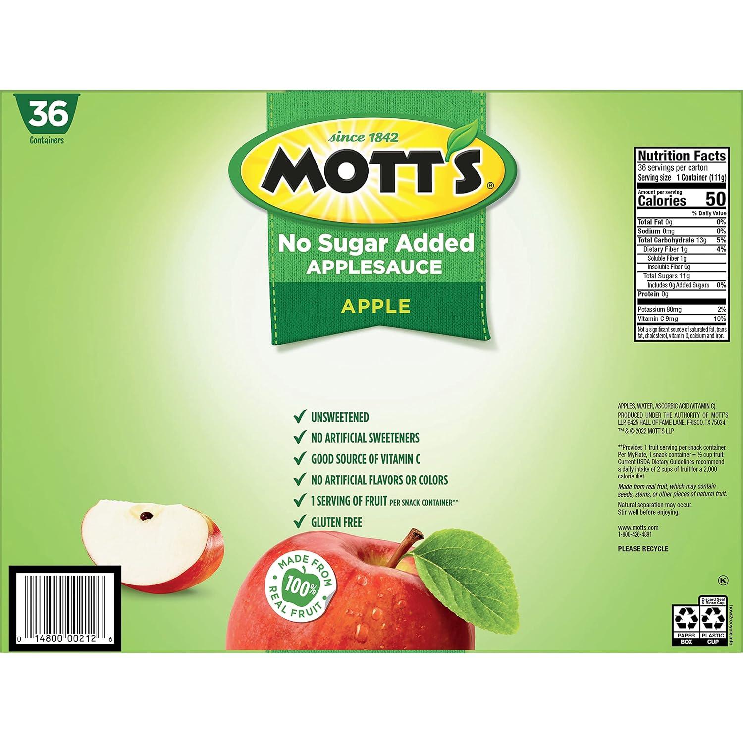 image:imageMotts No Sugar Added Cherry Applesauce 39 Ounce Cup 6 Count Pack of 12Apple