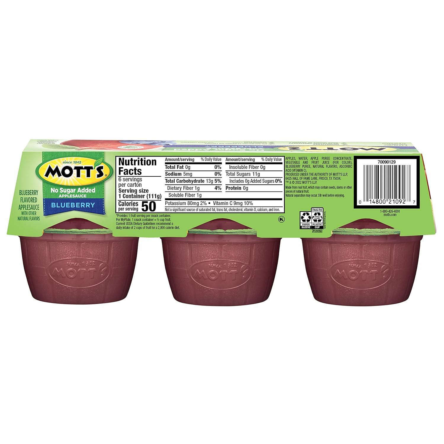 image:imageMotts No Sugar Added Cherry Applesauce 39 Ounce Cup 6 Count Pack of 12Blueberry