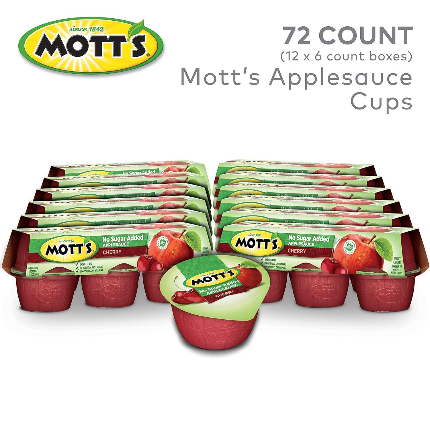 image:imageMotts No Sugar Added Cherry Applesauce 39 Ounce Cup 6 Count Pack of 12Cherry