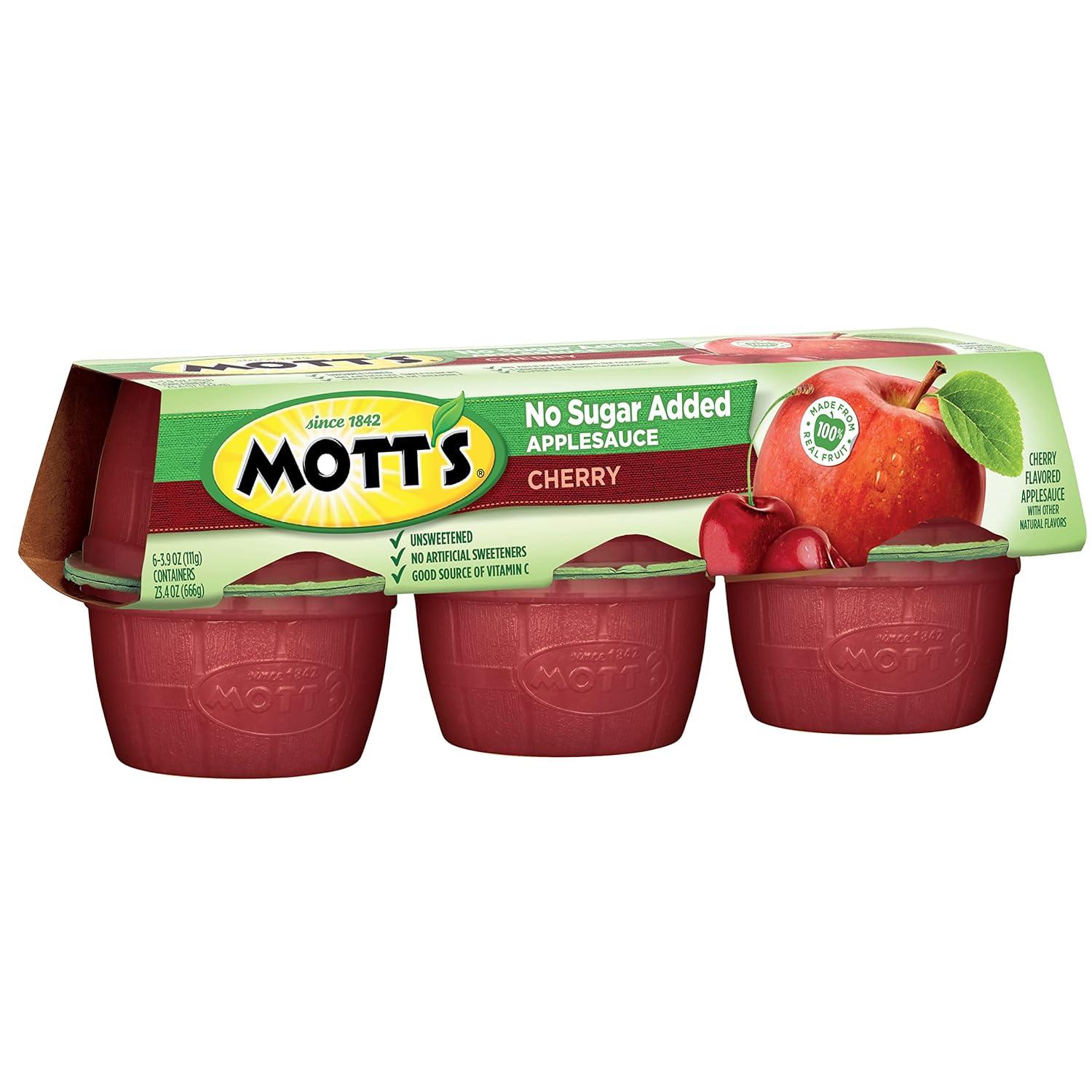 image:imageMotts No Sugar Added Cherry Applesauce 39 Ounce Cup 6 Count Pack of 12Cherry
