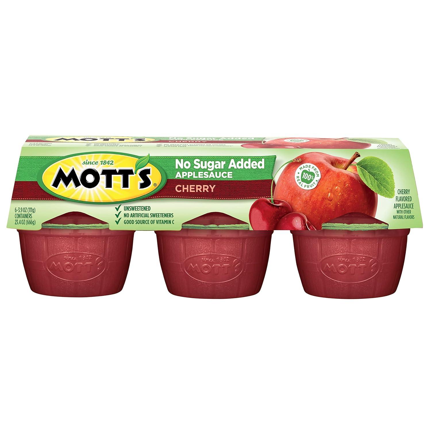 image:imageMotts No Sugar Added Cherry Applesauce 39 Ounce Cup 6 Count Pack of 12Cherry