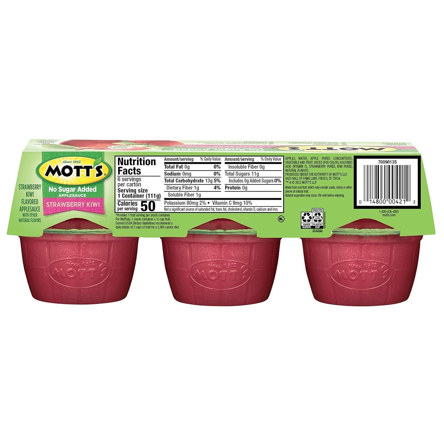 image:imageMotts No Sugar Added Cherry Applesauce 39 Ounce Cup 6 Count Pack of 12Strawberry Kiwi