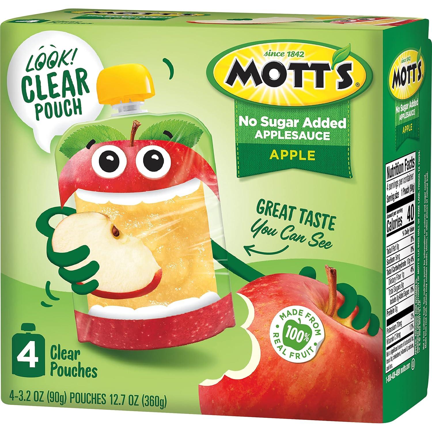 image:imageMotts No Sugar Added Strawberry Applesauce 32 Oz Clear Pouches 48 Count 4 Packs Of 12 Good Source Of Vitamin C No Artificial FlavorsApple