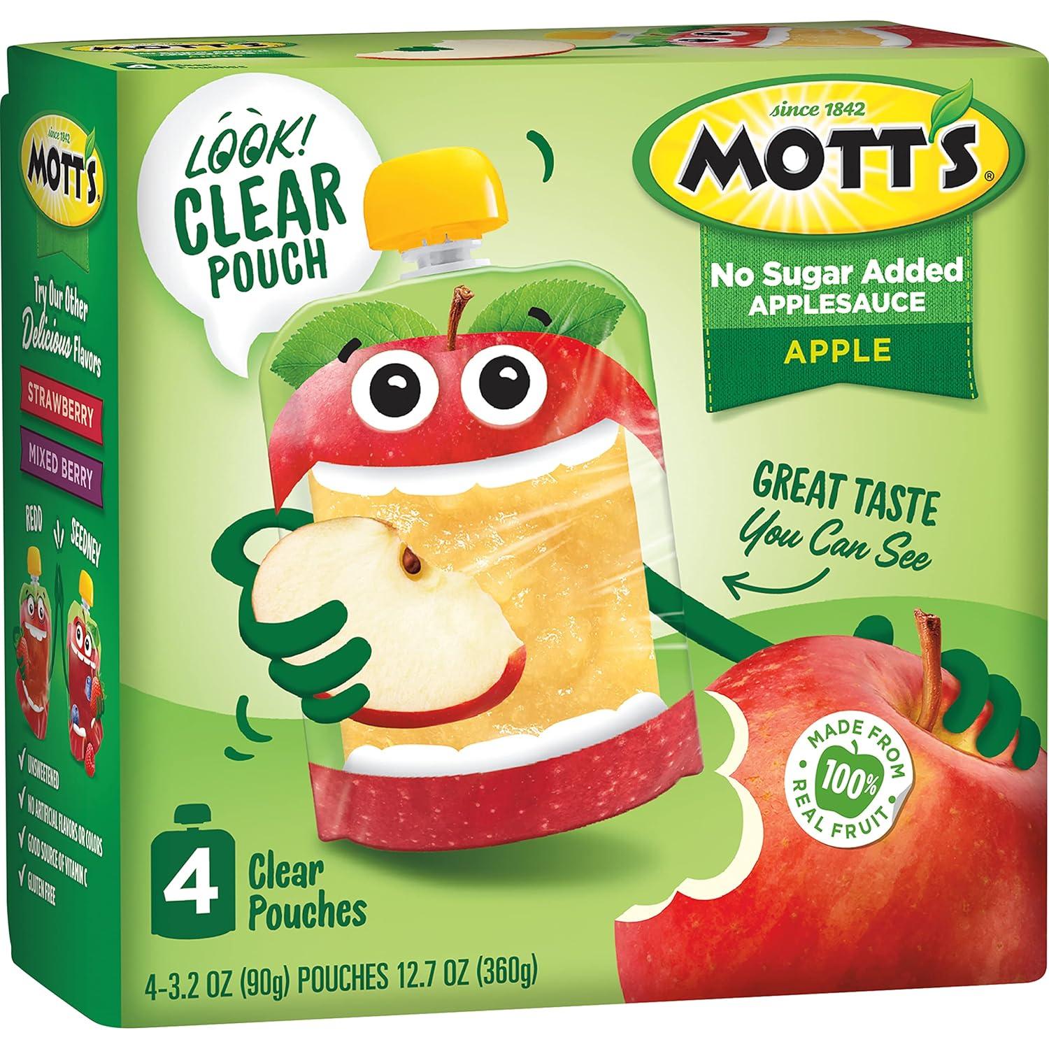 image:imageMotts No Sugar Added Strawberry Applesauce 32 Oz Clear Pouches 48 Count 4 Packs Of 12 Good Source Of Vitamin C No Artificial FlavorsApple