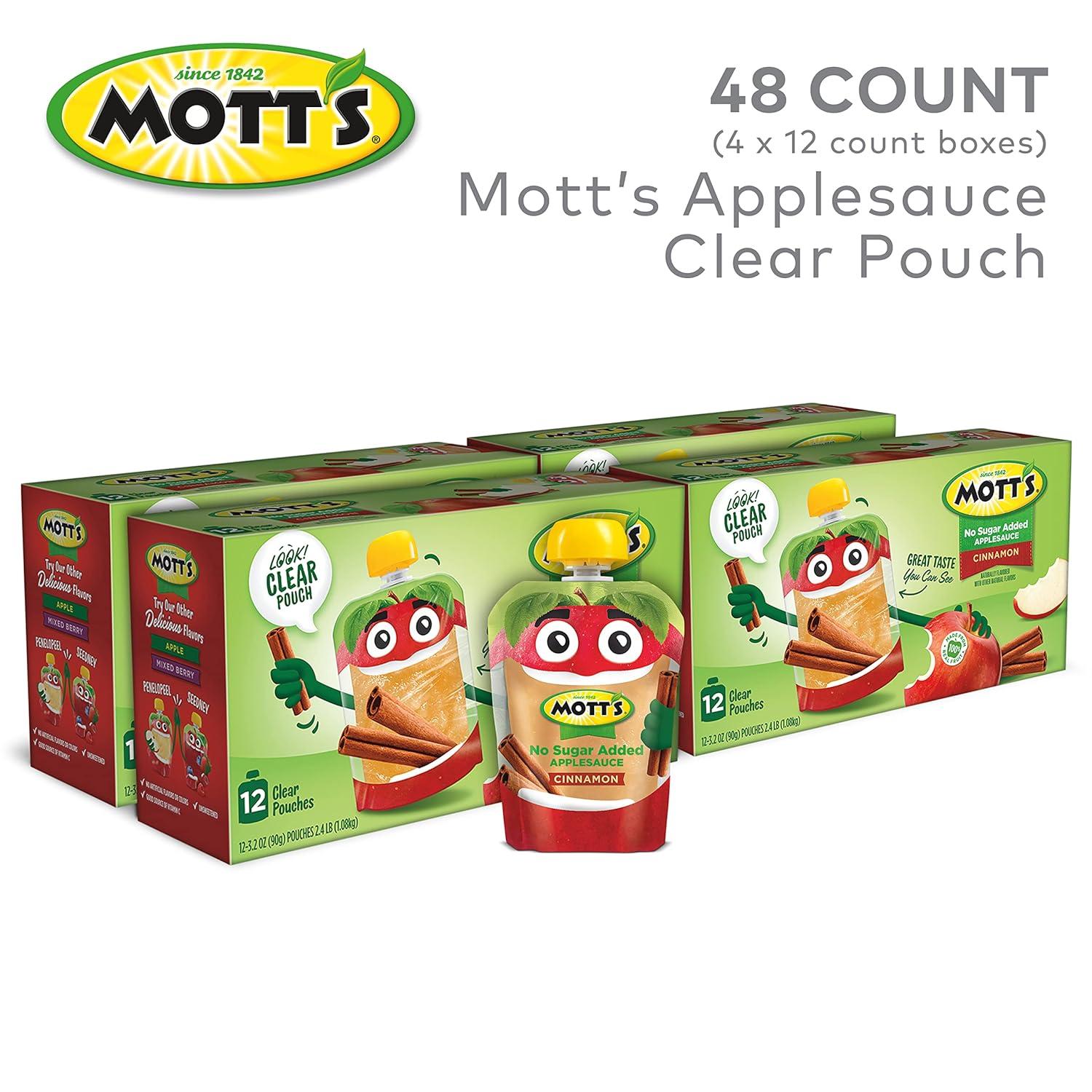 image:imageMotts No Sugar Added Strawberry Applesauce 32 Oz Clear Pouches 48 Count 4 Packs Of 12 Good Source Of Vitamin C No Artificial FlavorsCinnamon
