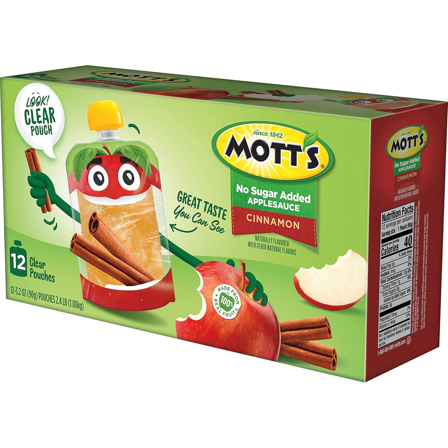 image:imageMotts No Sugar Added Strawberry Applesauce 32 Oz Clear Pouches 48 Count 4 Packs Of 12 Good Source Of Vitamin C No Artificial FlavorsCinnamon