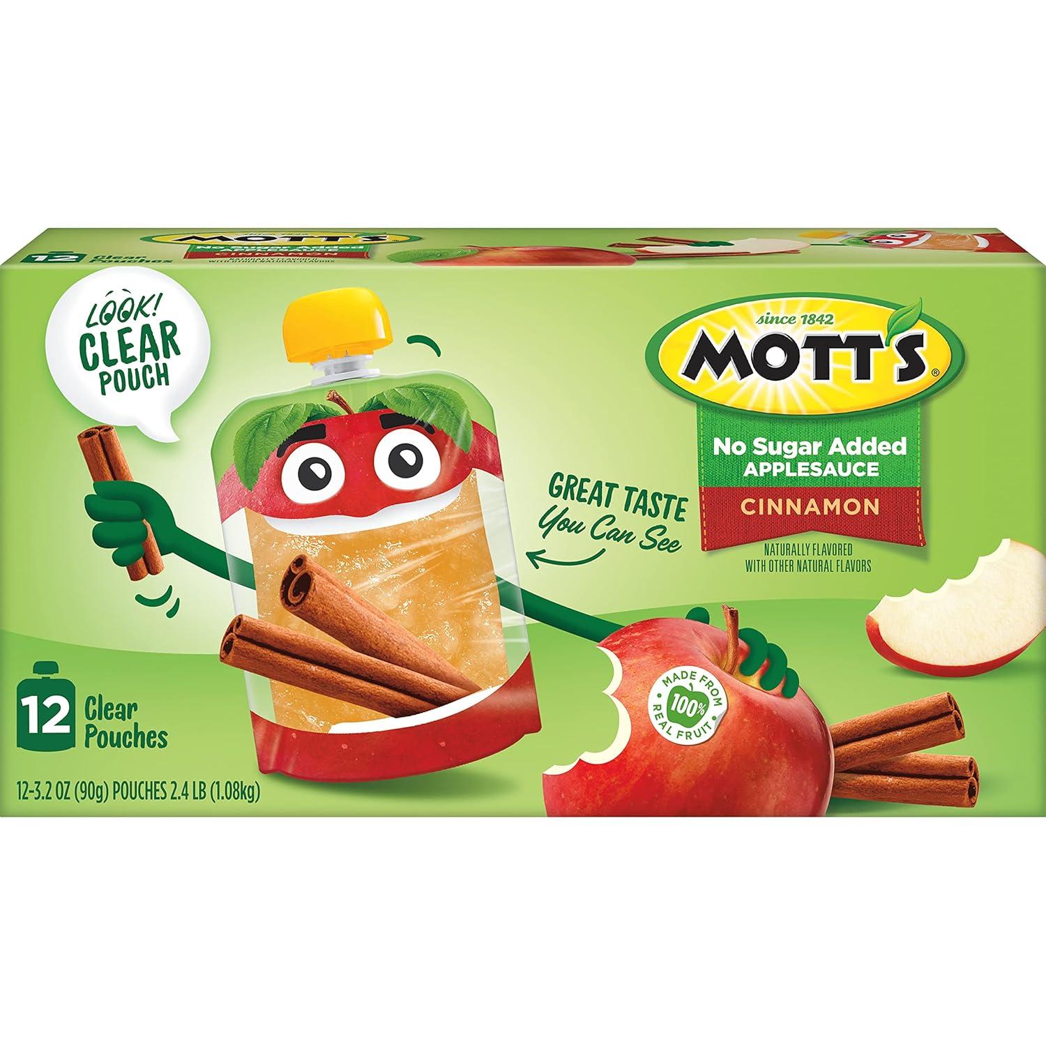 image:imageMotts No Sugar Added Strawberry Applesauce 32 Oz Clear Pouches 48 Count 4 Packs Of 12 Good Source Of Vitamin C No Artificial FlavorsCinnamon