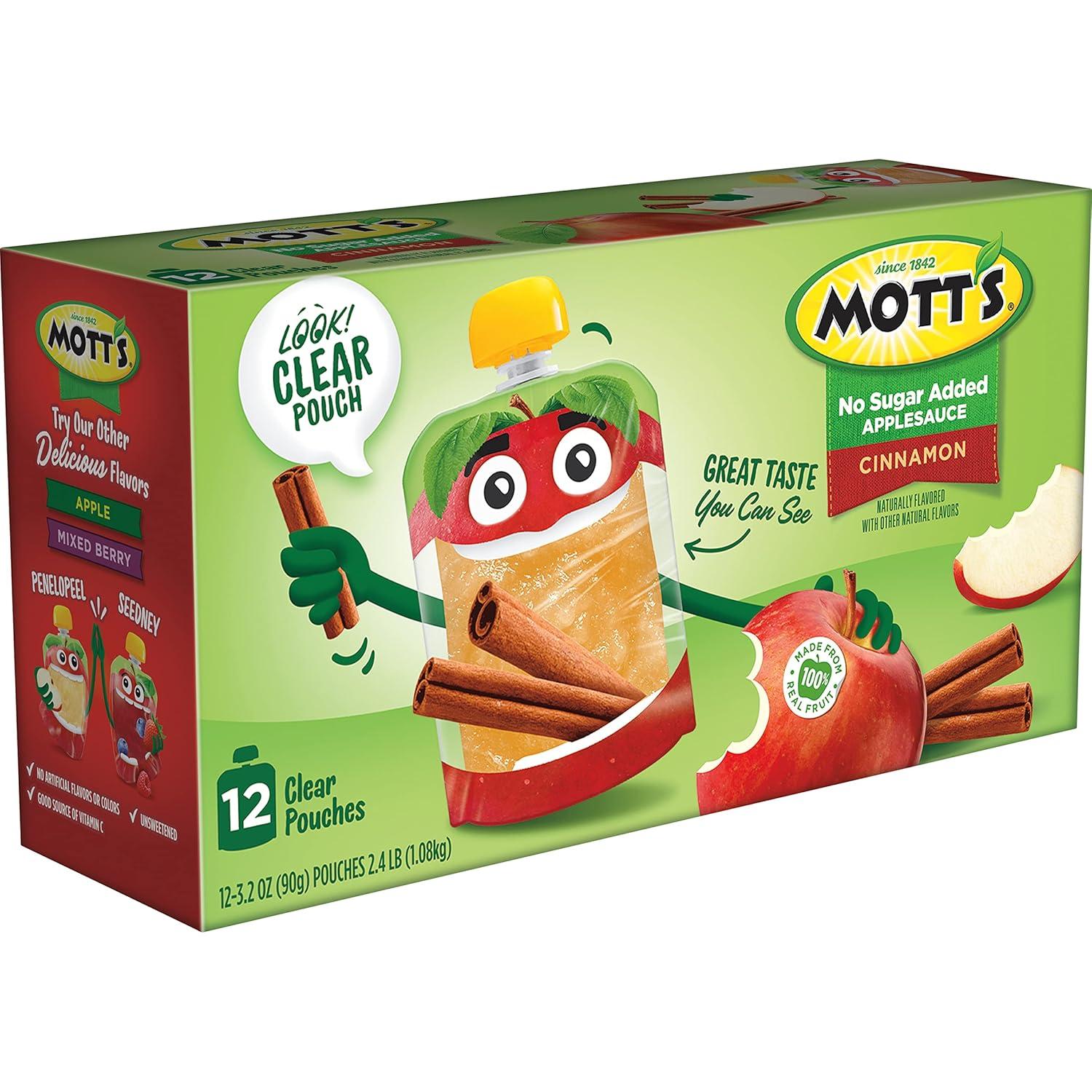 image:imageMotts No Sugar Added Strawberry Applesauce 32 Oz Clear Pouches 48 Count 4 Packs Of 12 Good Source Of Vitamin C No Artificial FlavorsCinnamon