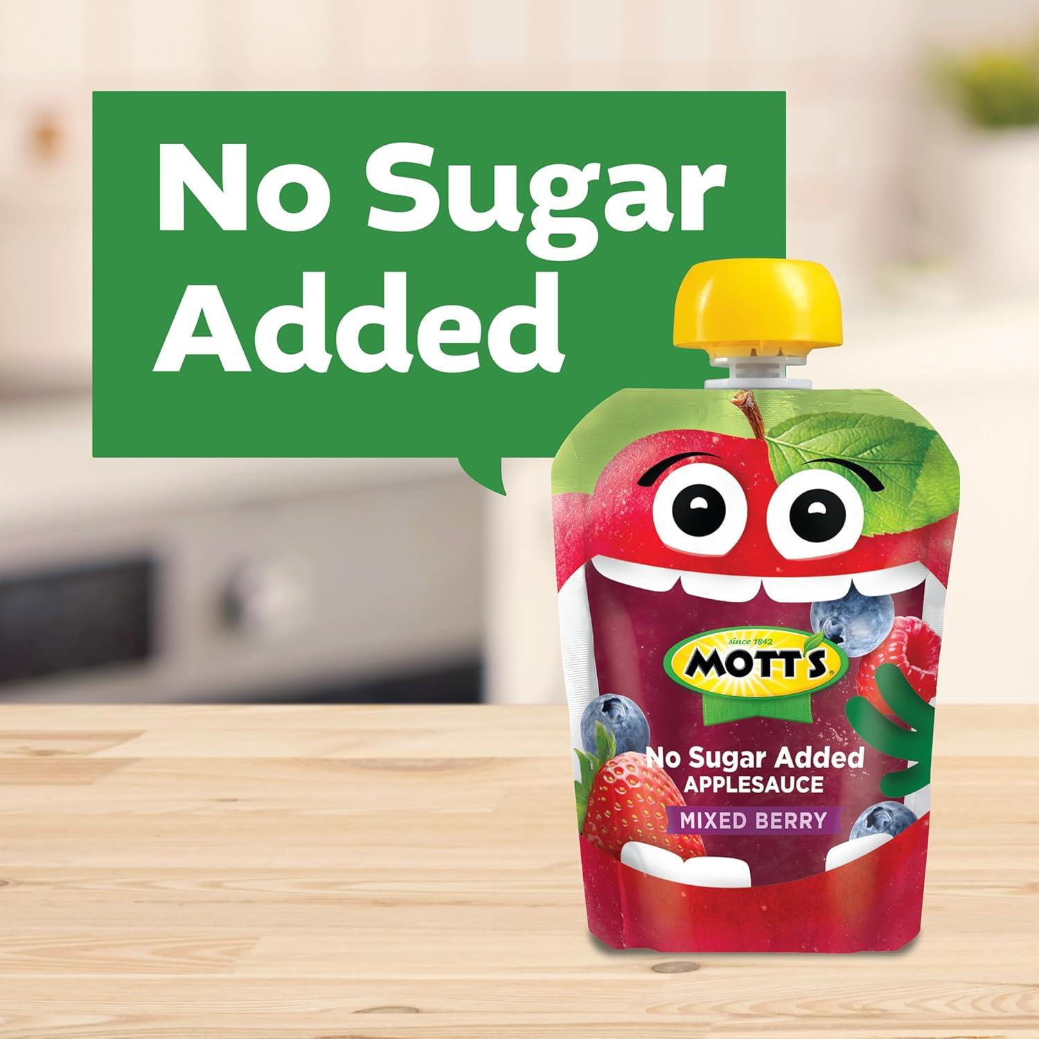 image:imageMotts No Sugar Added Strawberry Applesauce 32 Oz Clear Pouches 48 Count 4 Packs Of 12 Good Source Of Vitamin C No Artificial FlavorsMixed Berry