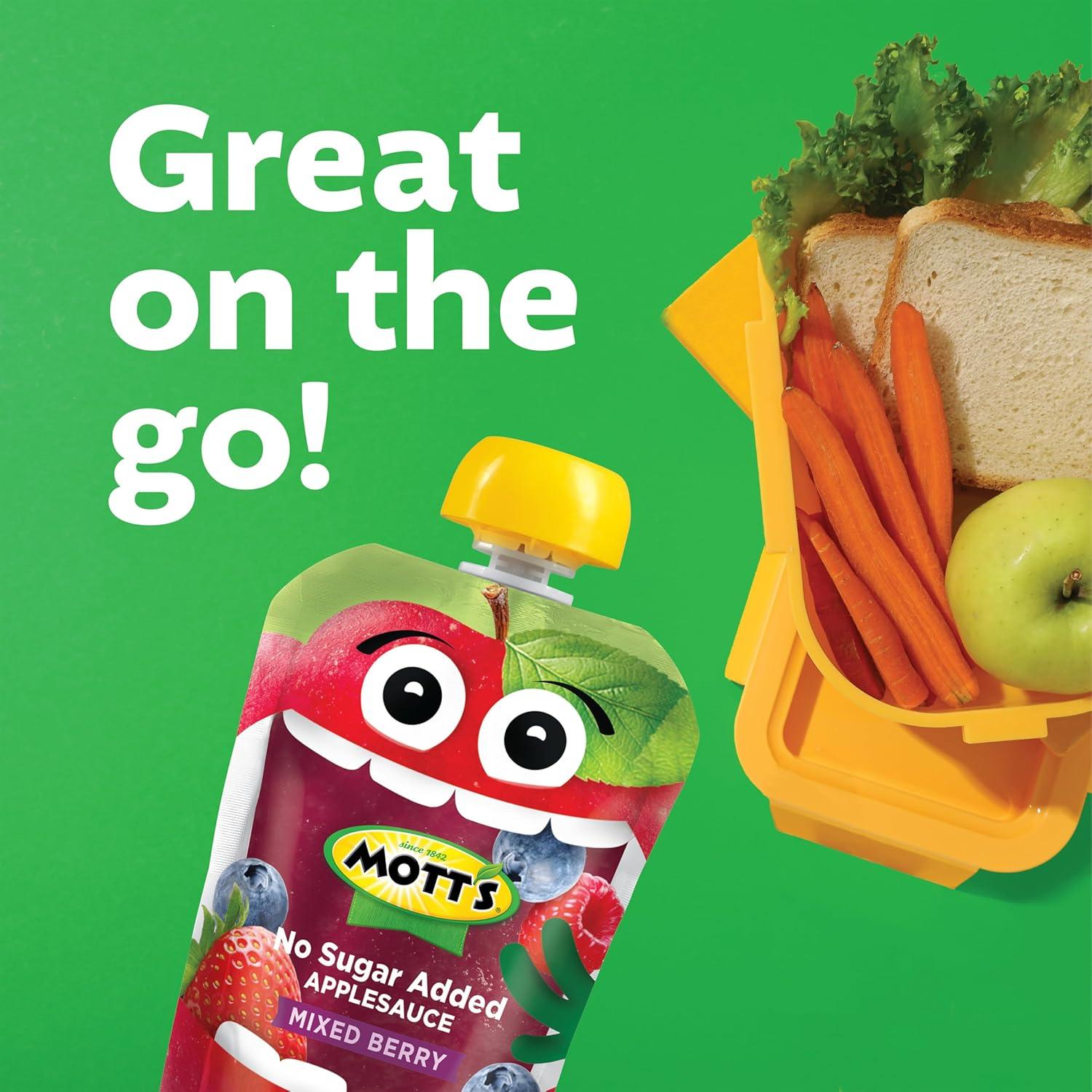 image:imageMotts No Sugar Added Strawberry Applesauce 32 Oz Clear Pouches 48 Count 4 Packs Of 12 Good Source Of Vitamin C No Artificial FlavorsMixed Berry