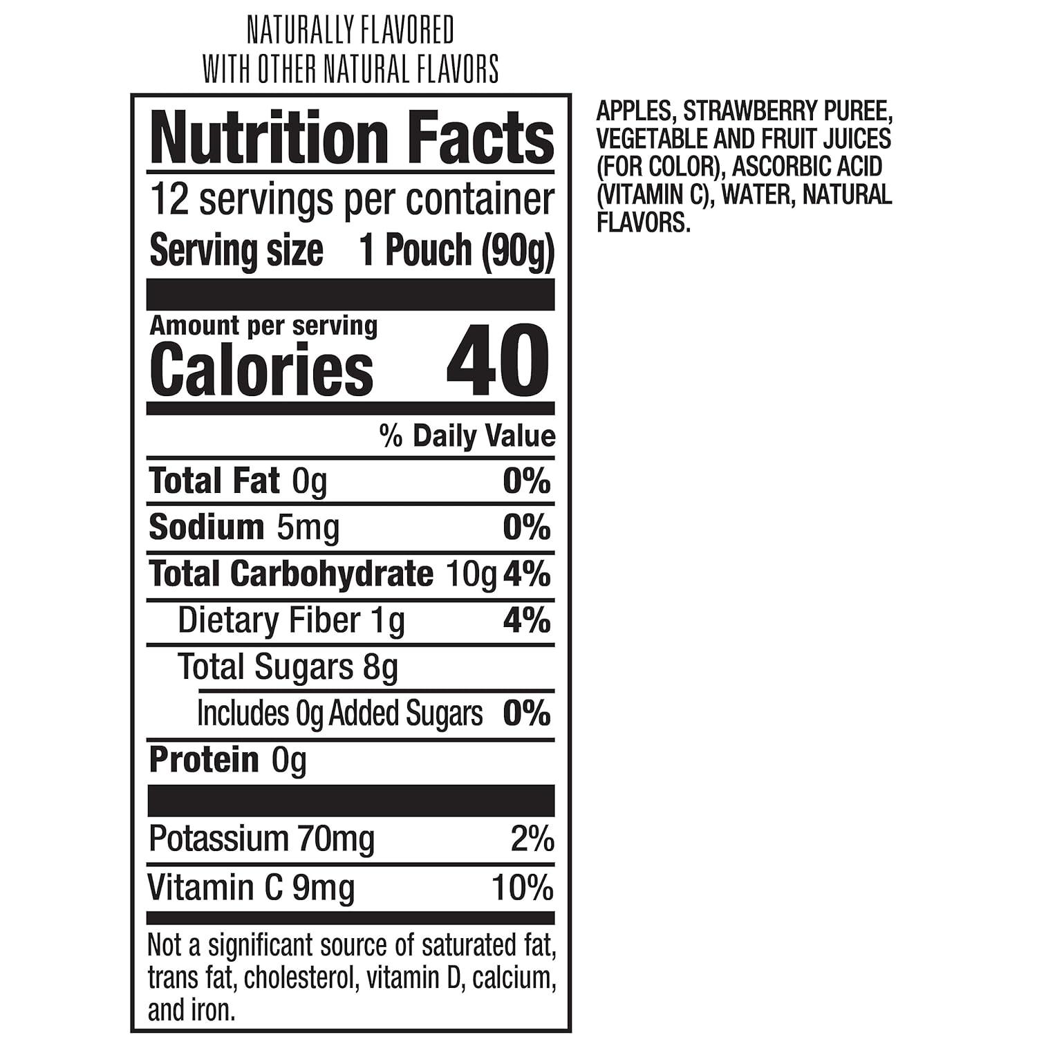 image:imageMotts No Sugar Added Strawberry Applesauce 32 Oz Clear Pouches 48 Count 4 Packs Of 12 Good Source Of Vitamin C No Artificial FlavorsStrawberry