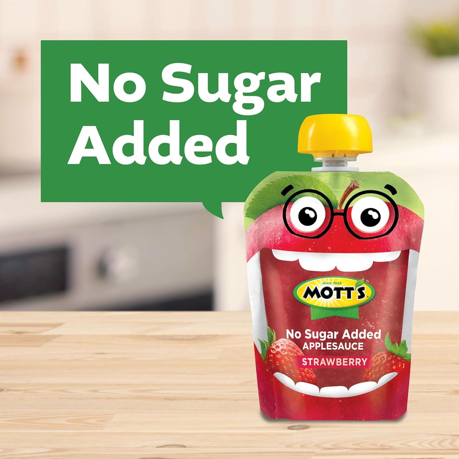 image:imageMotts No Sugar Added Strawberry Applesauce 32 Oz Clear Pouches 48 Count 4 Packs Of 12 Good Source Of Vitamin C No Artificial FlavorsStrawberry