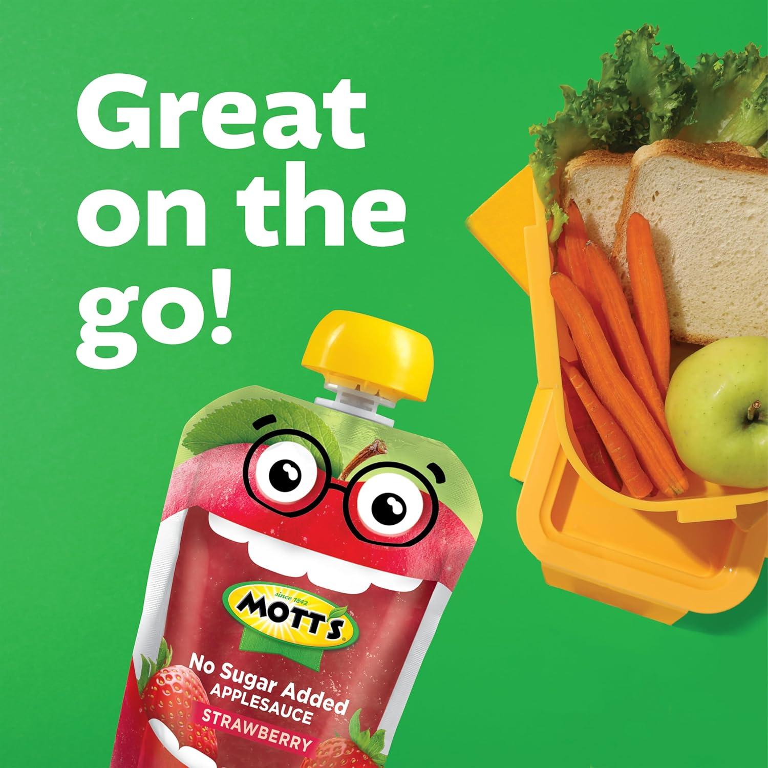 image:imageMotts No Sugar Added Strawberry Applesauce 32 Oz Clear Pouches 48 Count 4 Packs Of 12 Good Source Of Vitamin C No Artificial FlavorsStrawberry
