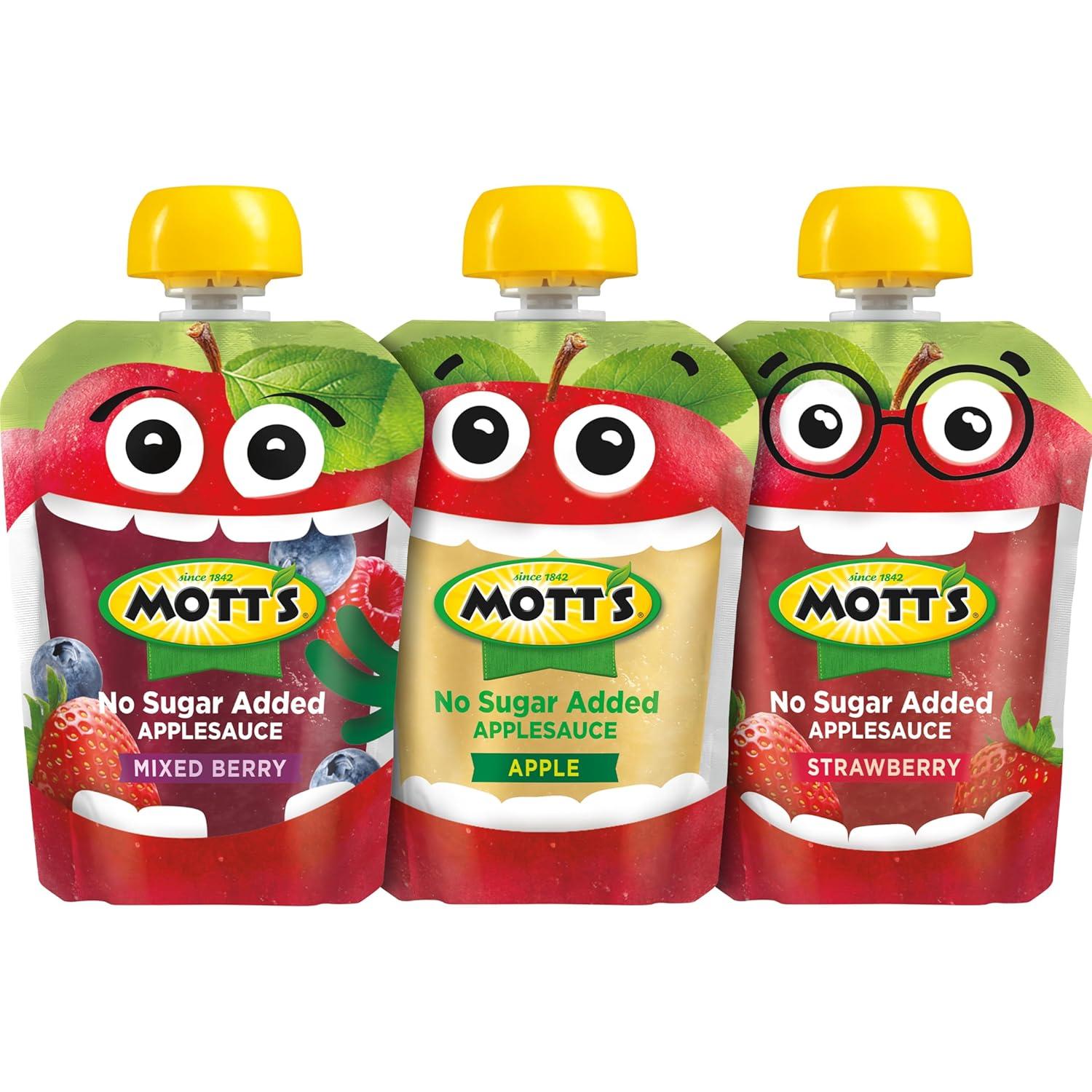 image:imageMotts No Sugar Added Strawberry Applesauce 32 Oz Clear Pouches 48 Count 4 Packs Of 12 Good Source Of Vitamin C No Artificial FlavorsVariety