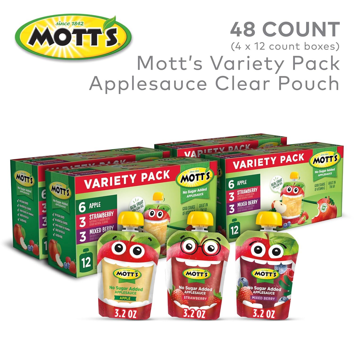 image:imageMotts No Sugar Added Strawberry Applesauce 32 Oz Clear Pouches 48 Count 4 Packs Of 12 Good Source Of Vitamin C No Artificial FlavorsVariety