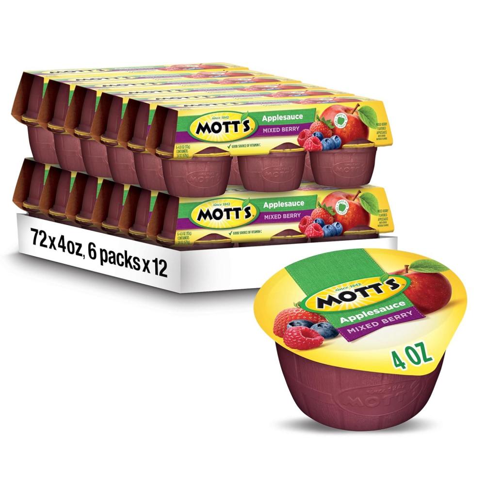 image:imageMotts Applesauce 4 Oz Cups 36 Count No Artificial Flavors Good Source of Vitamin C Nutritious Option for The Whole FamilyMixed Berry
