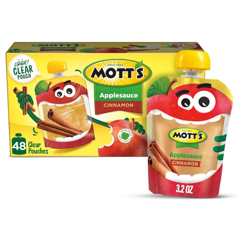image:imageMotts Cinnamon Applesauce 32 Oz Clear Pouches 48 Count 4 Packs Of 12 No Artificial Flavors Good Source Of Vitamin C Nutritious Option For The Whole FamilyCinnamon