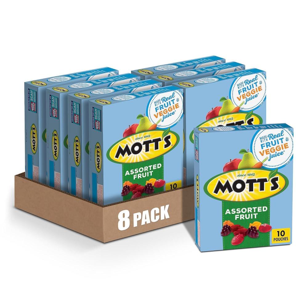 image:imageMotts Fruit Flavored Snacks Assorted Fruit Gluten Free Snack 10 Ct 8 oz Pack of 8Assorted Fruit