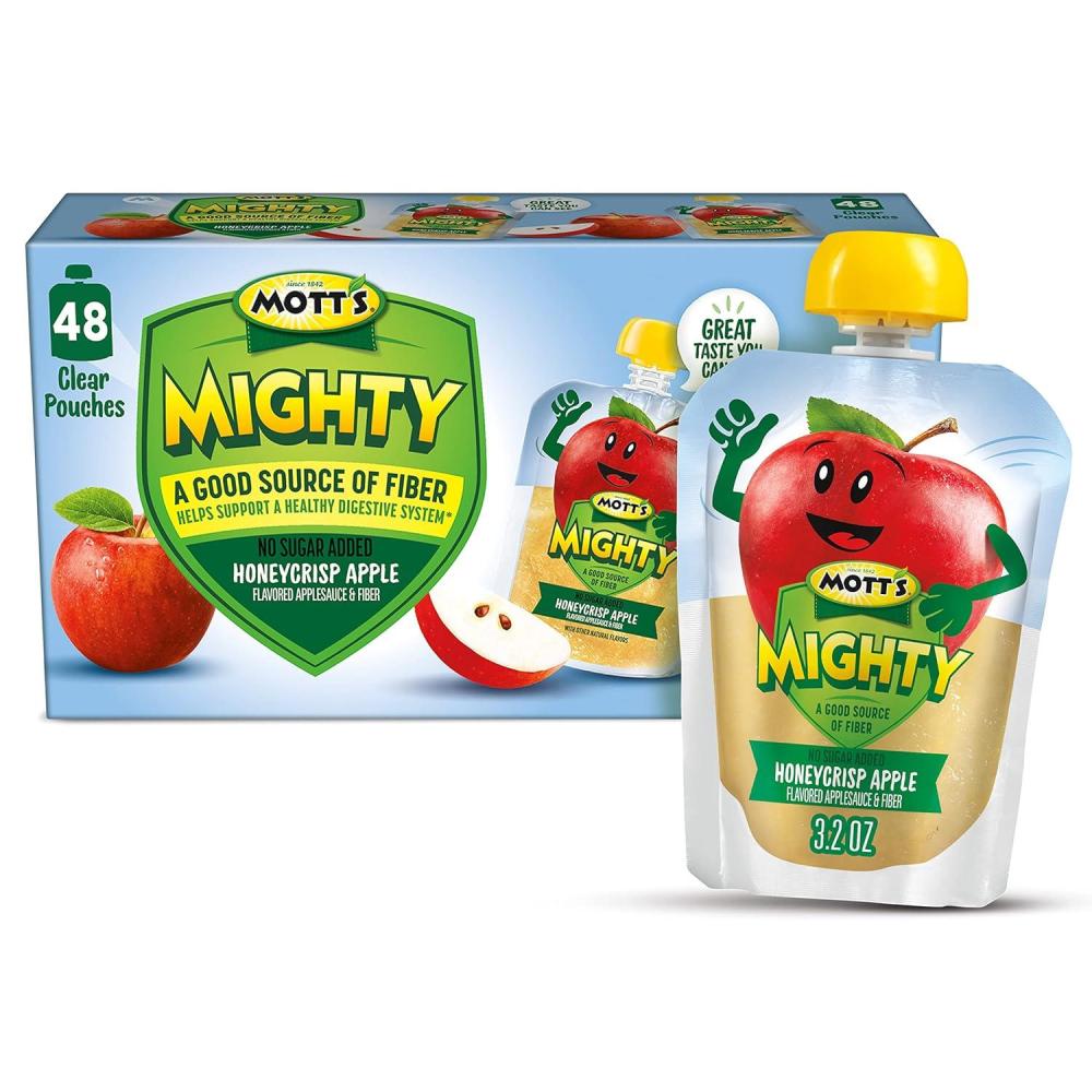 image:imageMotts Mighty Honeycrisp Apple Applesauce 32 Oz Clear Pouches 48 Count 4 Packs of 12 No Sugar Added Good Source Of Fiber Supports A Healthy Digestive System GlutenFree KosherHoneycrisp Apple