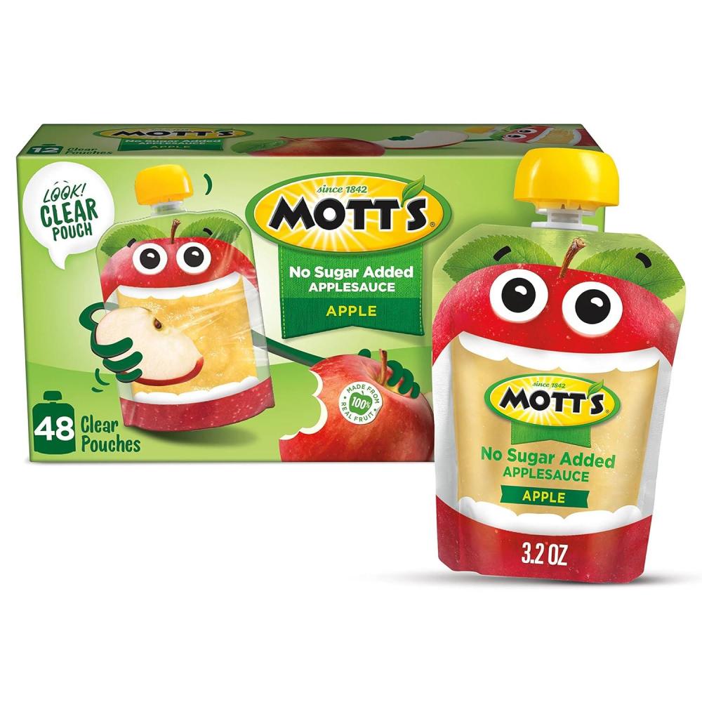 image:imageMotts No Sugar Added Applesauce 32 Oz Clear Pouches 48 Count 4 Packs Of 12 Good Source Of Vitamin C No Artificial FlavorsApple