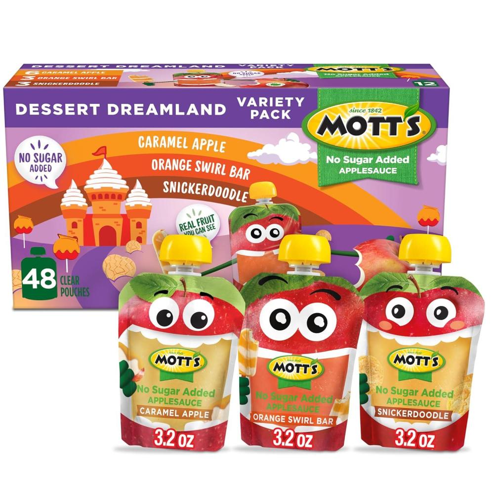 image:imageMotts No Sugar Added Applesauce 32 Oz Clear Pouches 48 Count 4 Packs Of 12 Good Source Of Vitamin C No Artificial FlavorsDessert Dreamland Variety