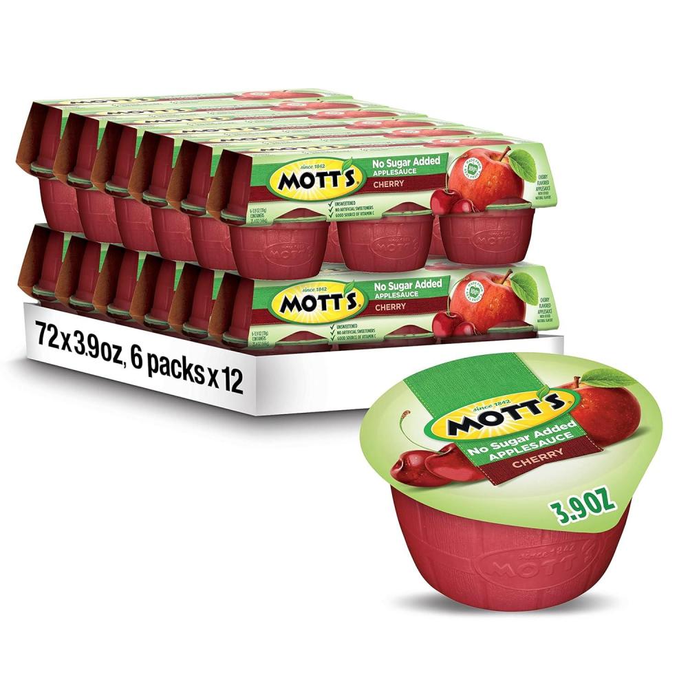 image:imageMotts No Sugar Added Cherry Applesauce 39 Ounce Cup 6 Count Pack of 12Cherry