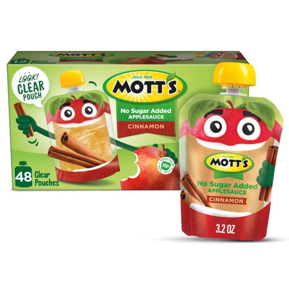 image:imageMotts No Sugar Added Strawberry Applesauce 32 Oz Clear Pouches 48 Count 4 Packs Of 12 Good Source Of Vitamin C No Artificial FlavorsCinnamon