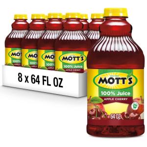 Mott’s 100% Original Apple Juice, 64 Fl Oz Bottle (Pack Of 8), 2 Servings Of Fruit Per Cup, 100% Fruit Juice, Gluten-free, Caffeine-free, Kosher, And Contains No Artificial Colors Or Sweeteners(Apple Cherry)