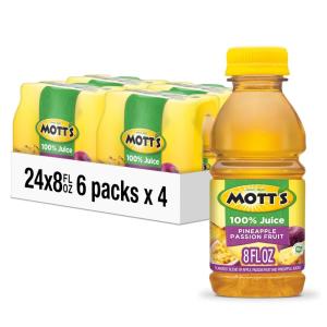 Mott’s 100% Original Apple Juice, 8 Fl Oz Bottles, 24 Count (4 Packs Of 6), 2 Servings Of Fruit, 100% Fruit Juice, Gluten-free, Caffeine-free, Kosher, Contains No Artificial Colors Or Sweeteners(Pineapple Passion Fruit)