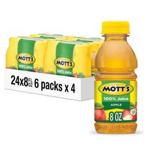 Mott’s 100% Original Apple Juice, 8 Fl Oz Bottles, 24 Count (4 Packs Of 6), 2 Servings Of Fruit, 100% Fruit Juice, Gluten-free, Caffeine-free, Kosher, Contains No Artificial Colors Or Sweeteners(Apple)