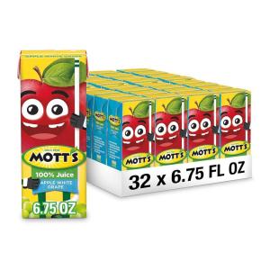 Mott’s 100 Percent Fruit Punch Juice, 6.75 fl oz boxes, 32 Count (4 Packs of 8)(Apple White Grape)