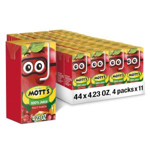Mott’s 100 Percent Fruit Punch Juice, 6.75 fl oz boxes, 32 Count (4 Packs of 8)(Fruit Punch)