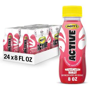 Mott’s Active Watermelon Burst Hydrating Juice Beverage, 8 Fl Oz Bottles, 24 Count (4 Packs Of 6), Made With Naturally Sourced Electrolytes & Coconut Water, Gluten & Caffeine-free, Kosher(Watermelon Burst)