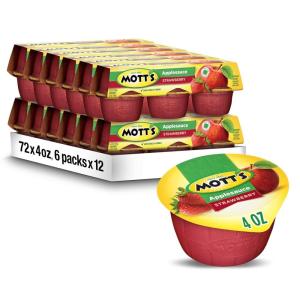 Mott’s Applesauce, 4 Oz Cups, 36 Count, No Artificial Flavors, Good Source of Vitamin C, Nutritious Option for The Whole Family(Strawberry)