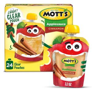 Mott’s Cinnamon Applesauce, 3.2 Oz Clear Pouches, 24 Count (6 Packs Of 4), No Artificial Flavors, Good Source Of Vitamin C, Nutritious Option For The Whole Family(Cinnamon)